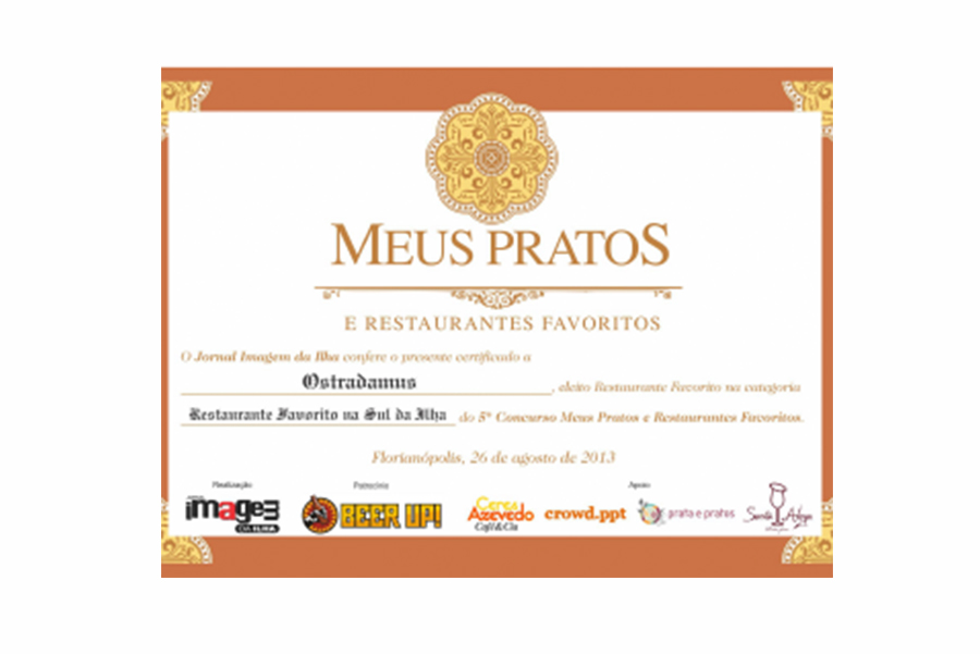 Prêmio Meus Pratos e Restaurantes Favoritos – 2013